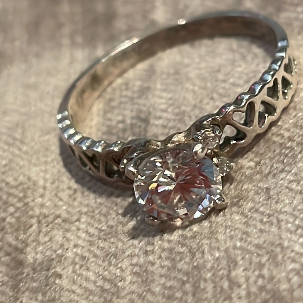 Sterling Silver Heart Engagement Ring 925 Size 10 - Picture 8 of 8